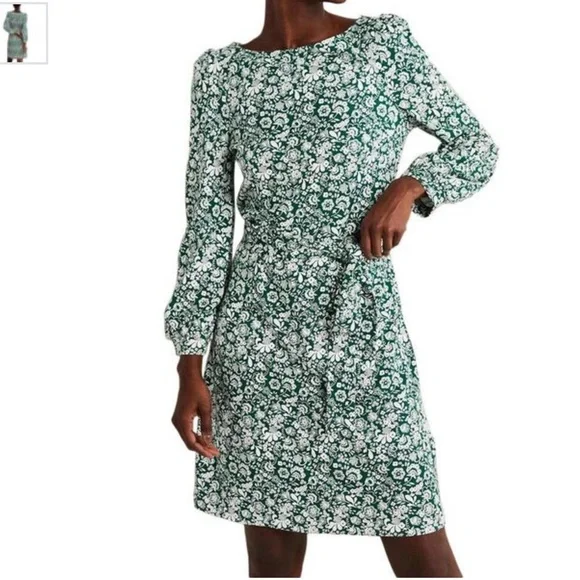 Boden | Dresses | Nwt Boden Tie Detail Jersey Shift Floral Print 34 Sleeve  Dress 2r | Poshmark
